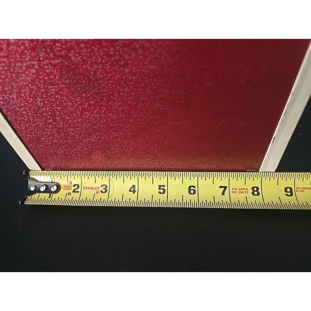 Vintage Red Metal Latch Hinged Doll Trunk Wardrobe 16